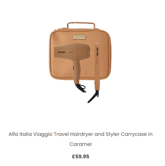 Alfa Italia Viaggio Travel Hairdryer and Styler Carrycase in Caramel